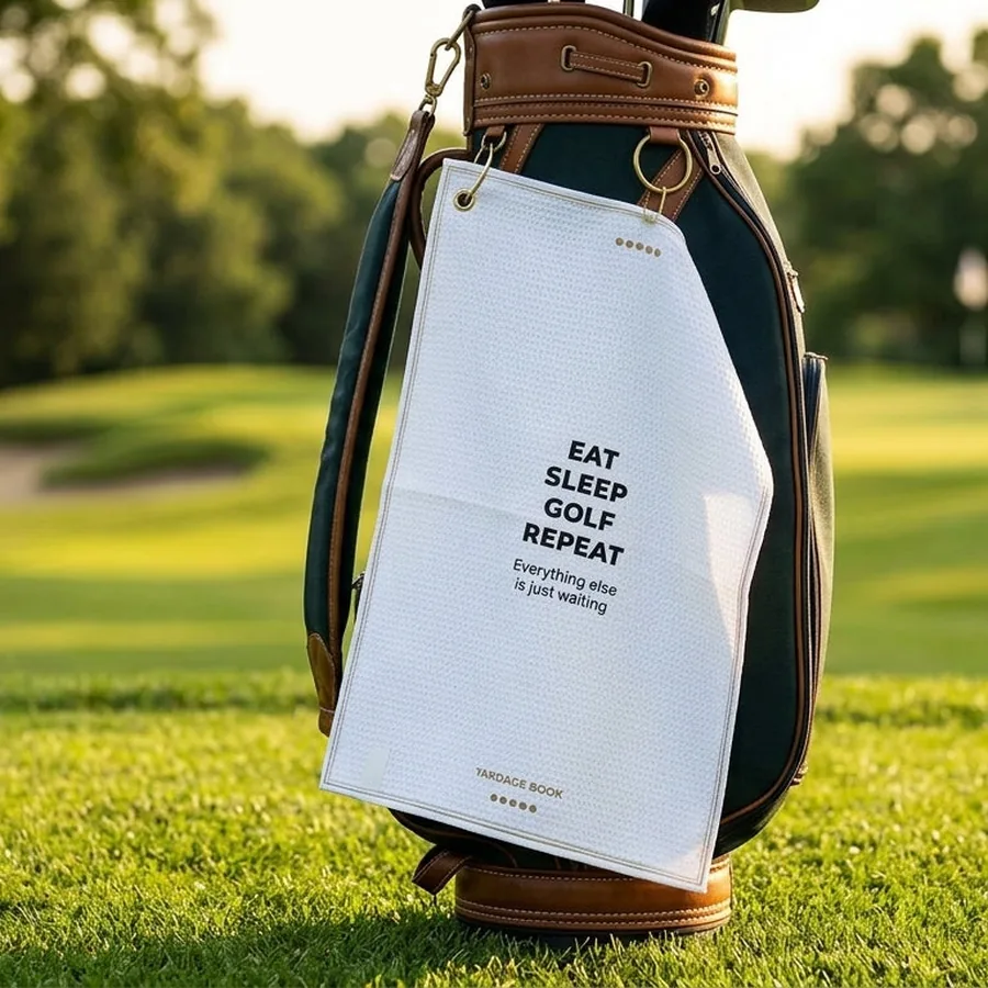 Eat Sleep Golf Repeat golf towel by Yardage Book